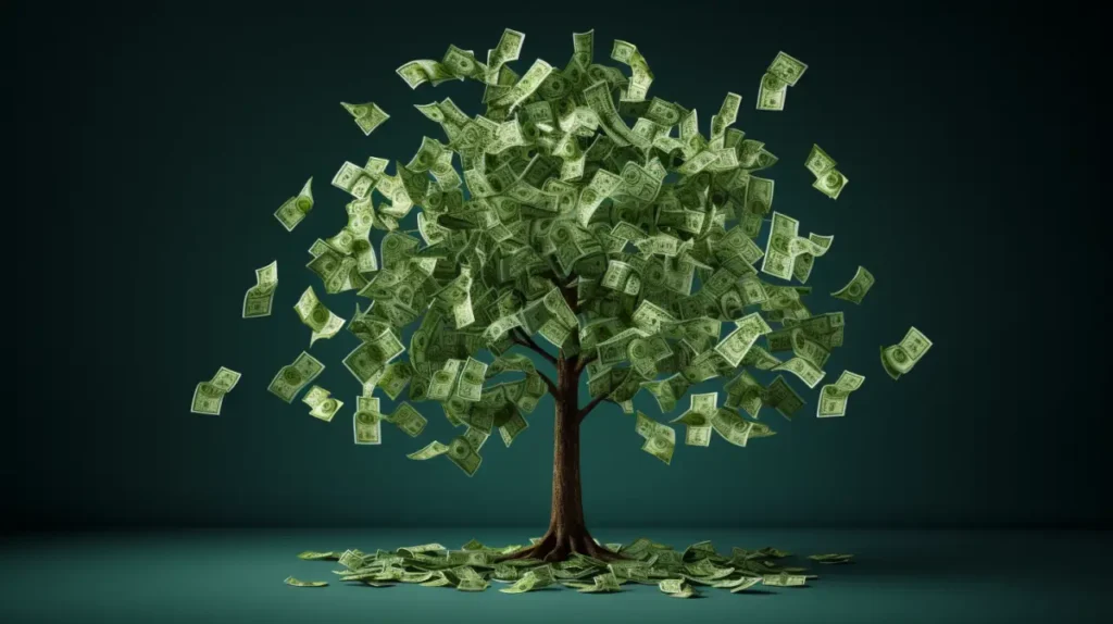 Tree with money 3D render